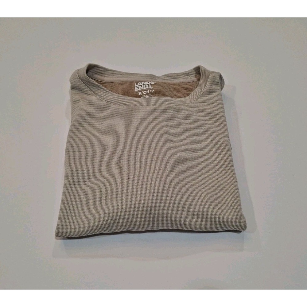 Lands' End Men's Short Sleeve Classic Fit Textured Tee, Tan, Size Small